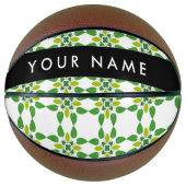 Bladpatroon, groene bladeren, uw naam basketbal (Voorkant)