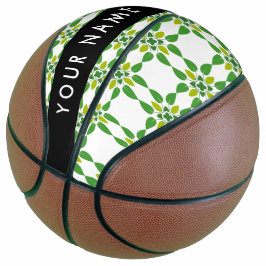 Bladpatroon, groene bladeren, uw naam basketbal