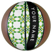 Bladpatroon, groene bladeren, uw naam basketbal (Verticaal)