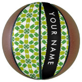 Bladpatroon, Groene Bladeren, Uw Naam Basketbal (Verticaal)