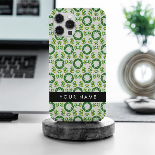 Bladpatroon, Groene Bladeren, Uw Naam Case-Mate iPhone Case