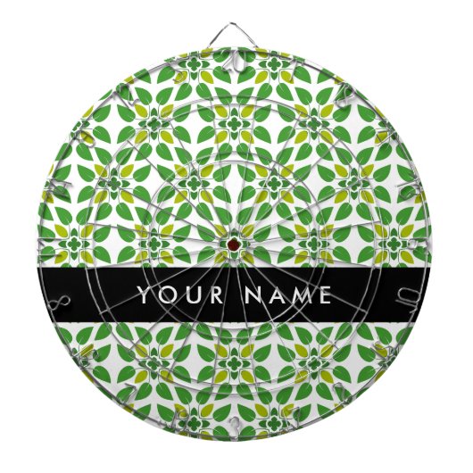 Bladpatroon, Groene Bladeren, Uw Naam Dartbord (Voorkant)