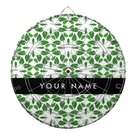 Bladpatroon, Groene Bladeren, Uw Naam Dartbord (Voorkant)