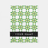 Bladpatroon, Groene Bladeren, Uw Naam Fleece Deken (Voorkant)
