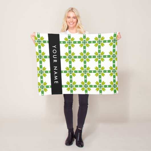 Bladpatroon, groene bladeren, uw naam fleece deken (In situ)