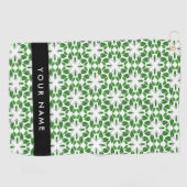 Bladpatroon, Groene Bladeren, Uw Naam Golfhanddoek (Horizontaal)