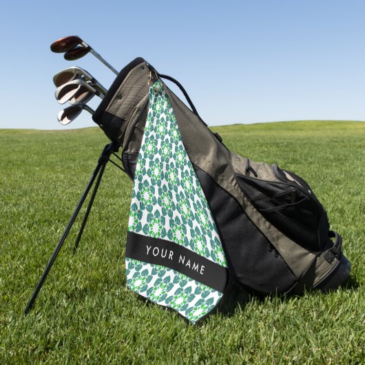 Bladpatroon, Groene Bladeren, Uw Naam Golfhanddoek (Groen)