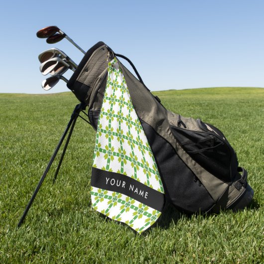 Bladpatroon, Groene Bladeren, Uw Naam Golfhanddoek (Groen)