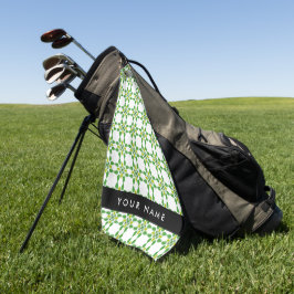 Bladpatroon, Groene Bladeren, Uw Naam Golfhanddoek