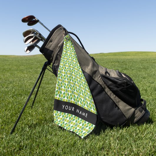 Bladpatroon, Groene Bladeren, Uw Naam Golfhanddoek (Groen)