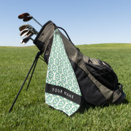 Bladpatroon, Groene Bladeren, Uw Naam Golfhanddoek