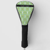 Bladpatroon, Groene Bladeren, Uw Naam Golfheadcover (Voorkant)