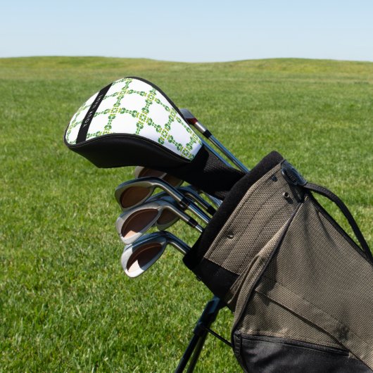 Bladpatroon, Groene Bladeren, Uw Naam Golfheadcover (Insitu)