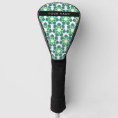 Bladpatroon, Groene Bladeren, Uw Naam Golfheadcover (Voorkant)