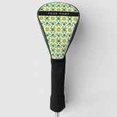 Bladpatroon, Groene Bladeren, Uw Naam Golfheadcover (Voorkant)
