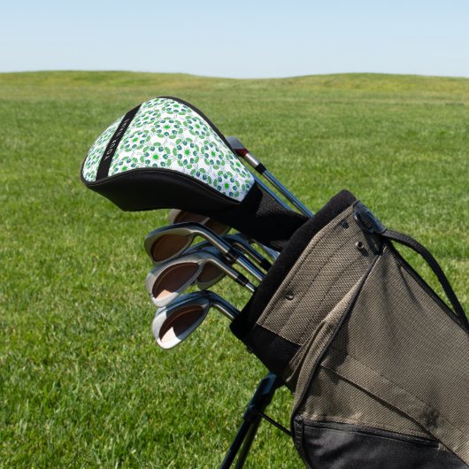 Bladpatroon, Groene Bladeren, Uw Naam Golfheadcover (Insitu)