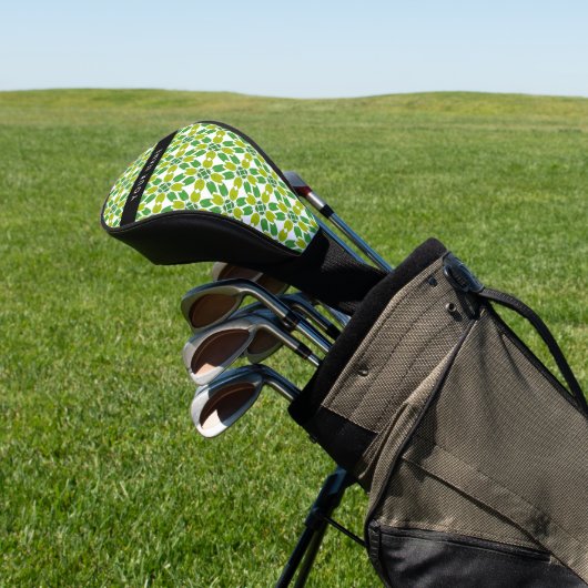 Bladpatroon, Groene Bladeren, Uw Naam Golfheadcover (Insitu)