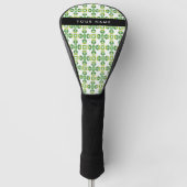 Bladpatroon, Groene Bladeren, Uw Naam Golfheadcover (Voorkant)