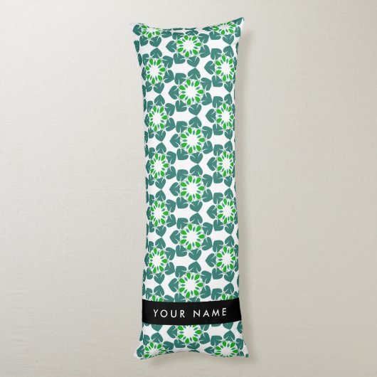 Bladpatroon, Groene Bladeren, Uw Naam Lichaamskussen (Achterkant (Verticaal))
