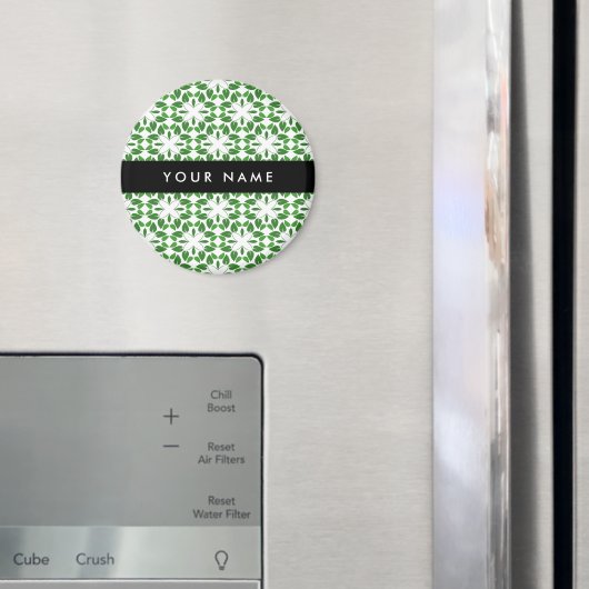 Bladpatroon, Groene Bladeren, Uw Naam Magneet (Insitu (Koelkast))