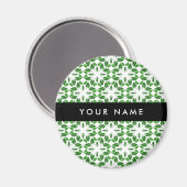 Bladpatroon, Groene Bladeren, Uw Naam Magneet (Voorkant / Achterkant)