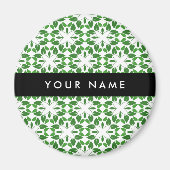 Bladpatroon, Groene Bladeren, Uw Naam Magneet (Voorkant)