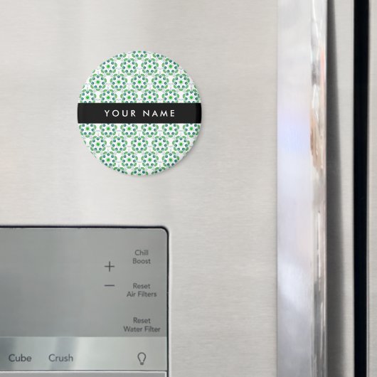 Bladpatroon, Groene Bladeren, Uw Naam Magneet (Insitu (Koelkast))