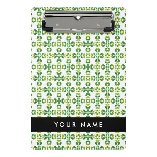 Bladpatroon, Groene Bladeren, Uw Naam Mini Klembord (Voorkant)
