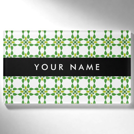 Bladpatroon, Groene Bladeren, Uw Naam Naambadge (Voorkant)