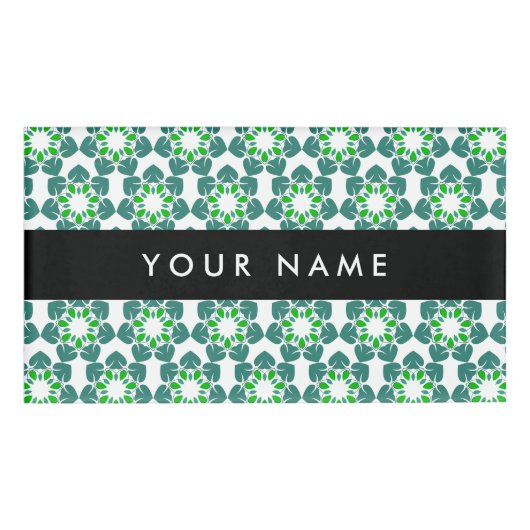 Bladpatroon, Groene Bladeren, Uw Naam Naambadge (Voorkant)