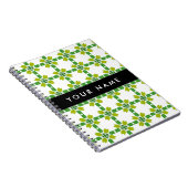 Bladpatroon, groene bladeren, uw naam notitieboek (Rechterzijde)