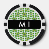 Bladpatroon, Groene Bladeren, Uw Naam Poker Chips (Voorkant)