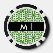 Bladpatroon, Groene Bladeren, Uw Naam Poker Chips (Achterkant)