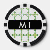 Bladpatroon, Groene Bladeren, Uw Naam Poker Chips (Voorkant)