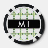 Bladpatroon, Groene Bladeren, Uw Naam Poker Chips (Achterkant)