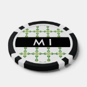 Bladpatroon, Groene Bladeren, Uw Naam Poker Chips (Enkel)