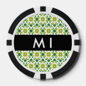 Bladpatroon, Groene Bladeren, Uw Naam Poker Chips (Voorkant)