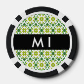 Bladpatroon, Groene Bladeren, Uw Naam Poker Chips (Achterkant)