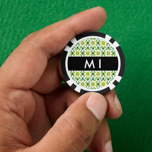 Bladpatroon, Groene Bladeren, Uw Naam Poker Chips (Hand)