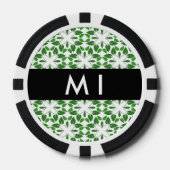 Bladpatroon, Groene Bladeren, Uw Naam Poker Chips (Voorkant)