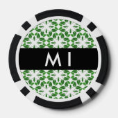 Bladpatroon, Groene Bladeren, Uw Naam Poker Chips (Achterkant)