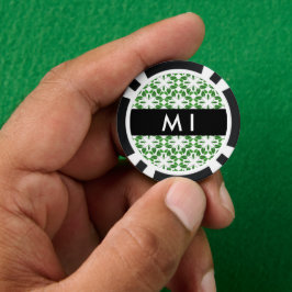 Bladpatroon, Groene Bladeren, Uw Naam Poker Chips