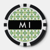 Bladpatroon, Groene Bladeren, Uw Naam Poker Chips (Voorkant)