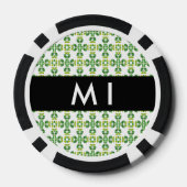 Bladpatroon, Groene Bladeren, Uw Naam Poker Chips (Achterkant)