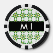 Bladpatroon, Groene Bladeren, Uw Naam Poker Chips (Voorkant)