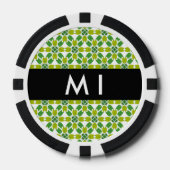 Bladpatroon, groene bladeren, uw naam poker chips (Voorkant)