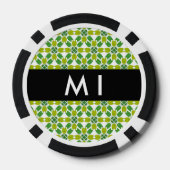 Bladpatroon, groene bladeren, uw naam poker chips (Achterkant)