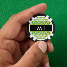 Bladpatroon, groene bladeren, uw naam poker chips