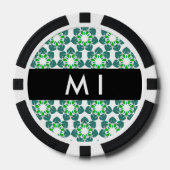 Bladpatroon, Groene Bladeren, Uw Naam Poker Chips (Voorkant)