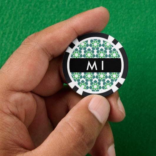Bladpatroon, Groene Bladeren, Uw Naam Poker Chips (Hand)